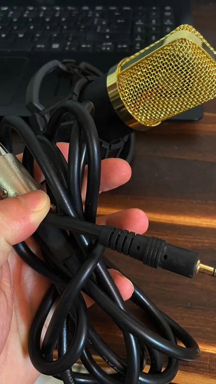 Microfone Condensador Wvngr BM-700 com Shockmount - Dourado - Foto 3