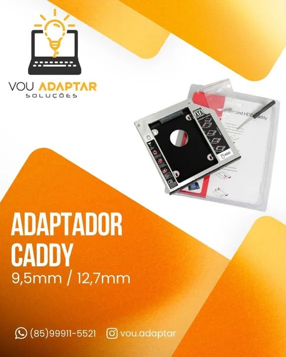 Adaptador Caddy para HD/SSD de 2,5" (9,5mm ou 12,7mm) Mac e Notebook