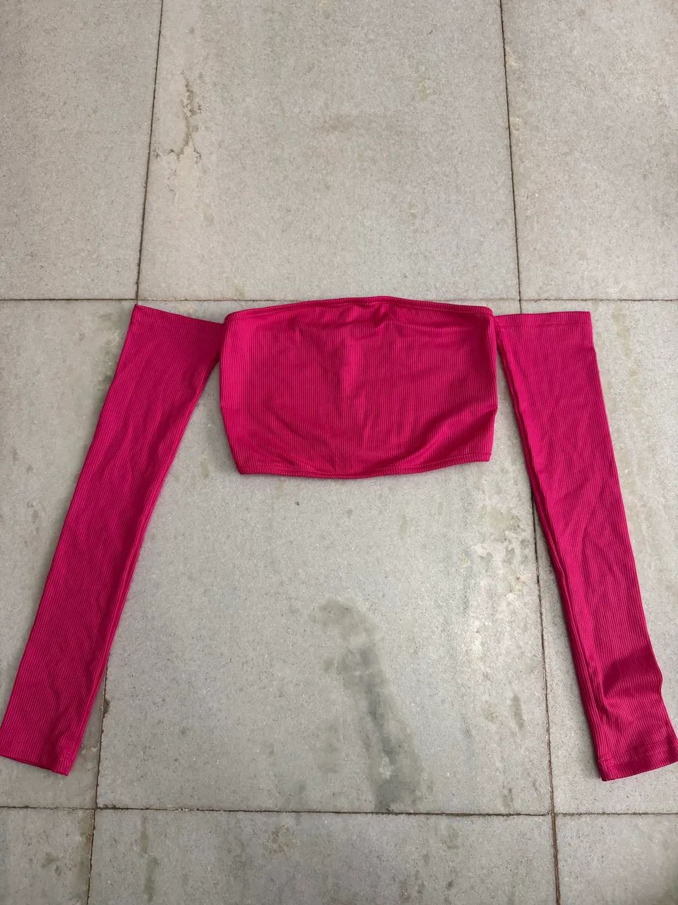 Blusa Cropped manga longa. Rosa. P - Foto 4
