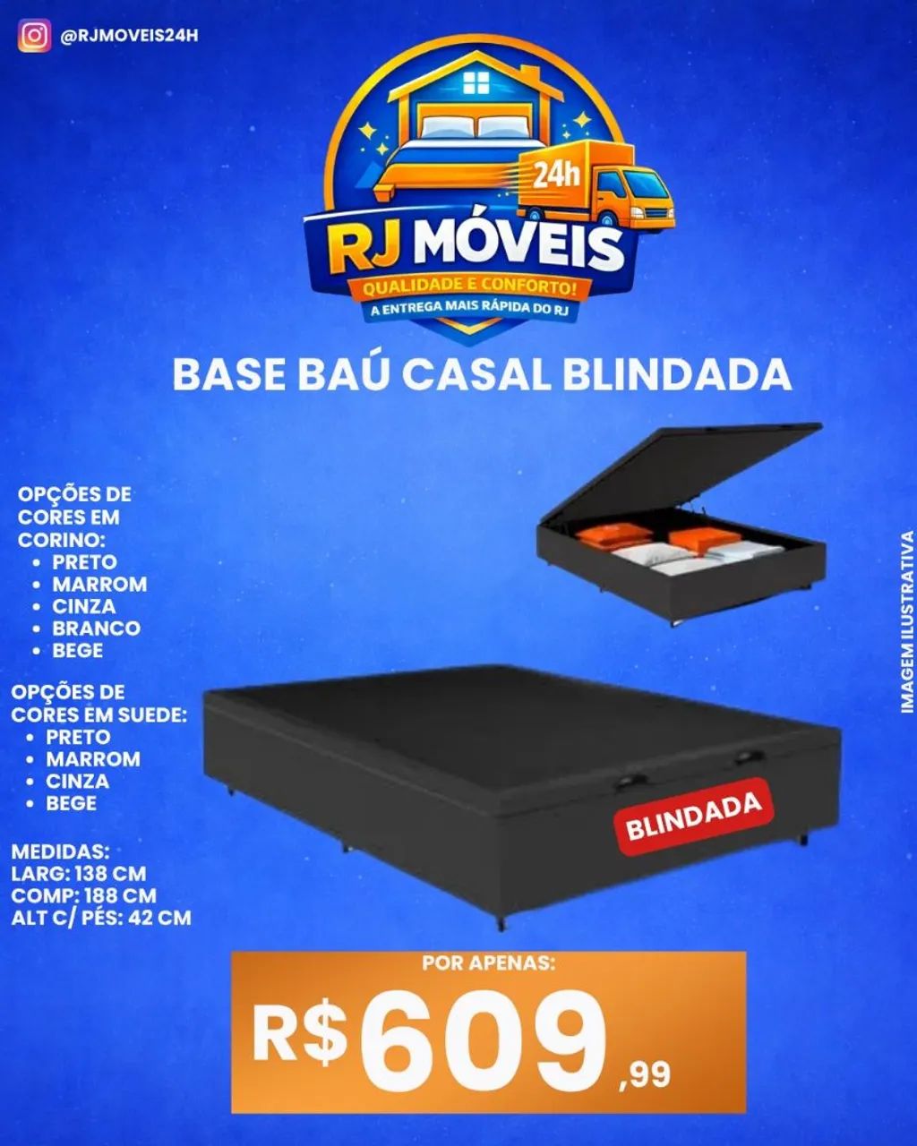 Base box casal baú blindada(Pague na entrega)
