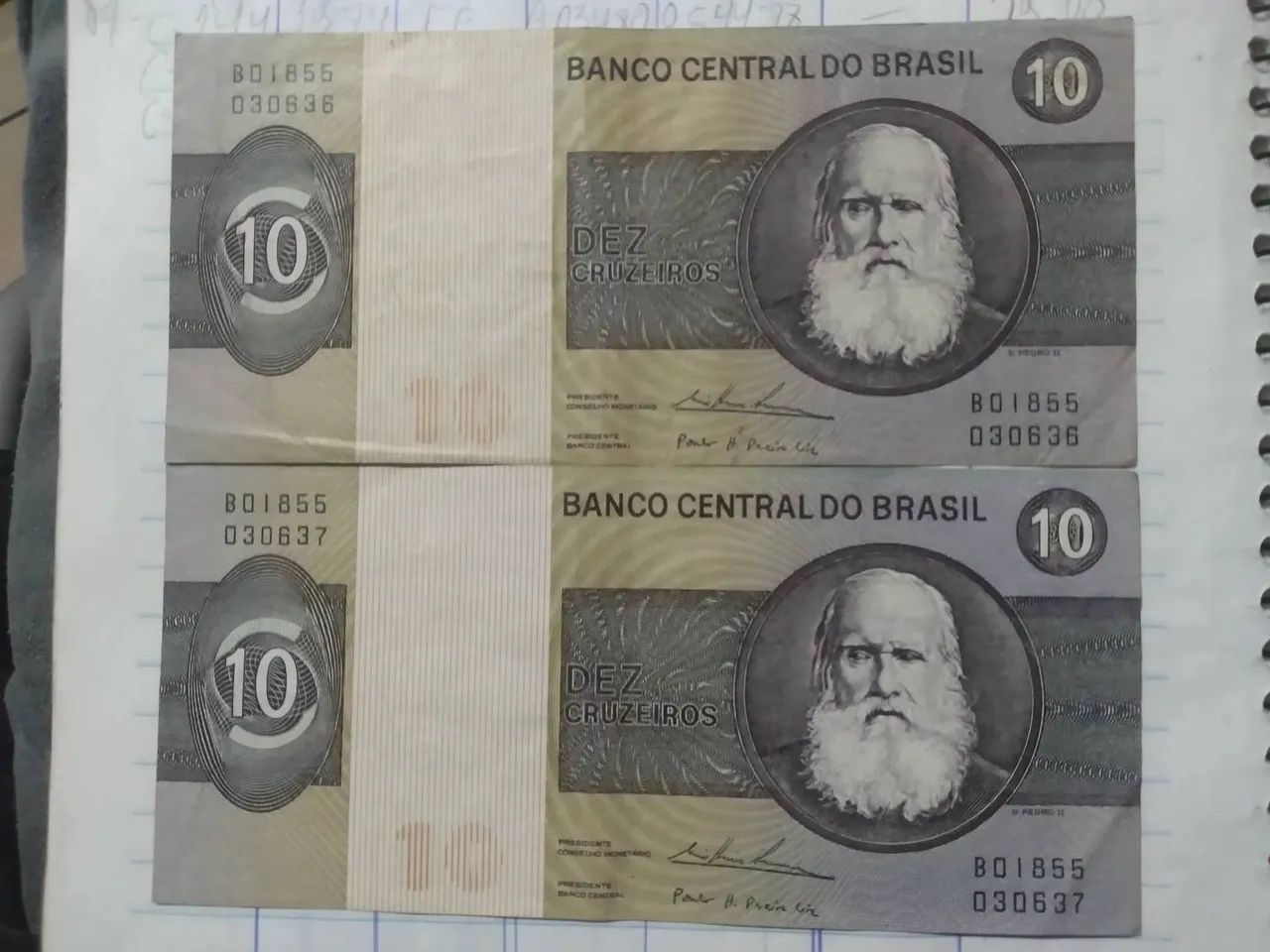 SET 10 - 2 CÉDULAS 10 cruzeiros sequenciais 2a família