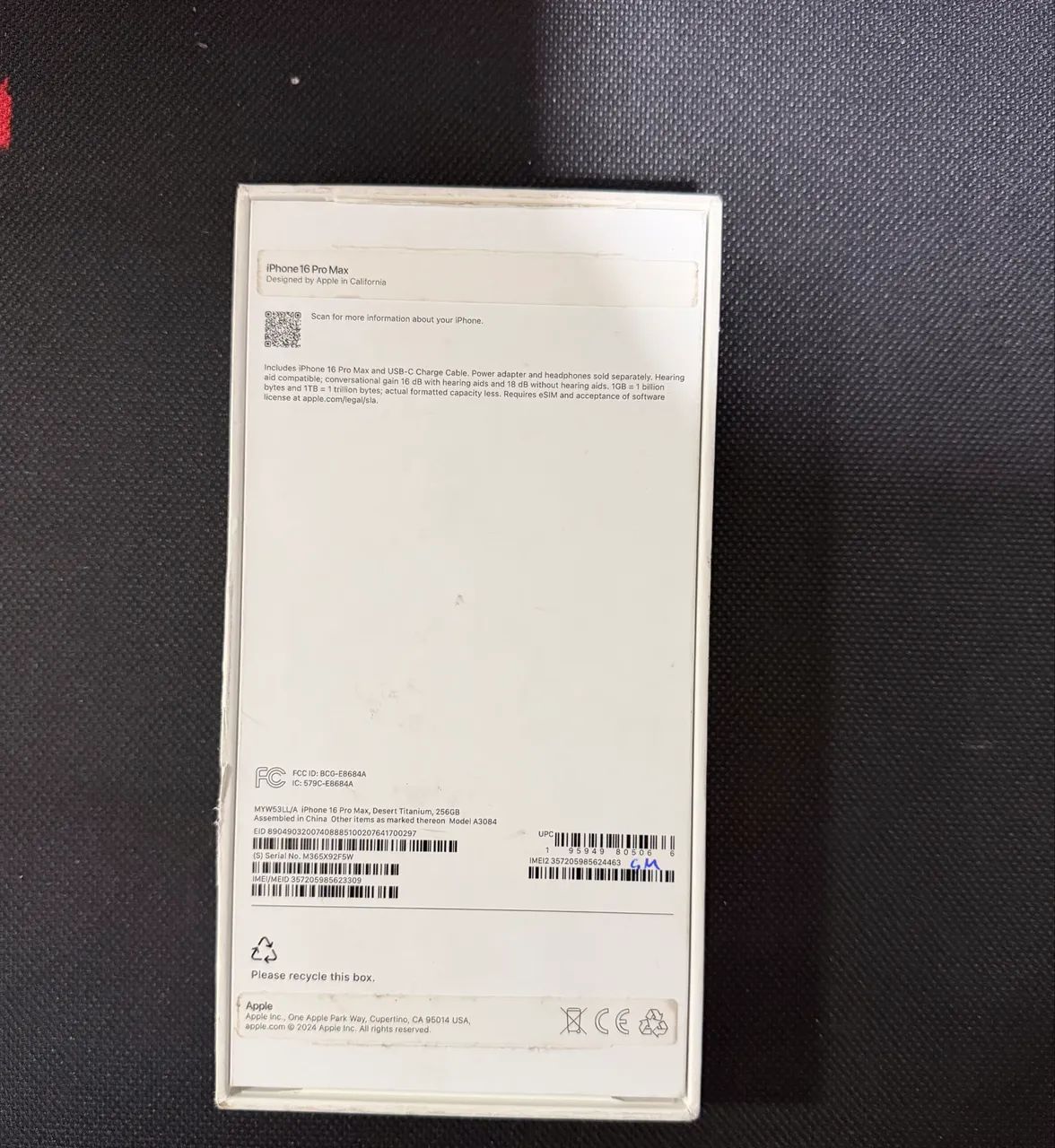 Caixa Original Apple iPhone 16 Pro Max 256 GB Desert Titanium - Foto 2