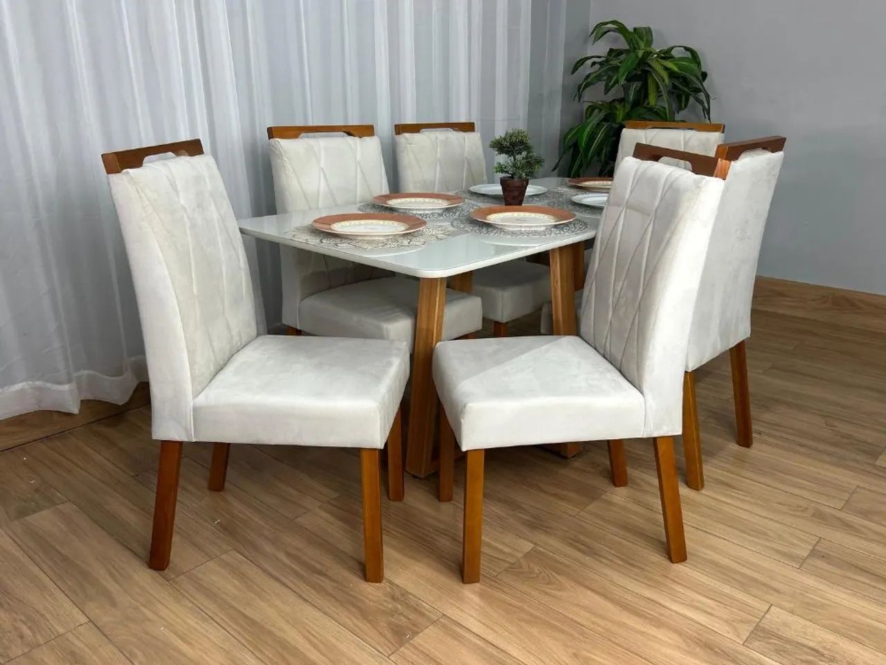 Mesa de Jantar Bali 1.60×0.80 Com 6 Cadeiras l7 - Foto 2