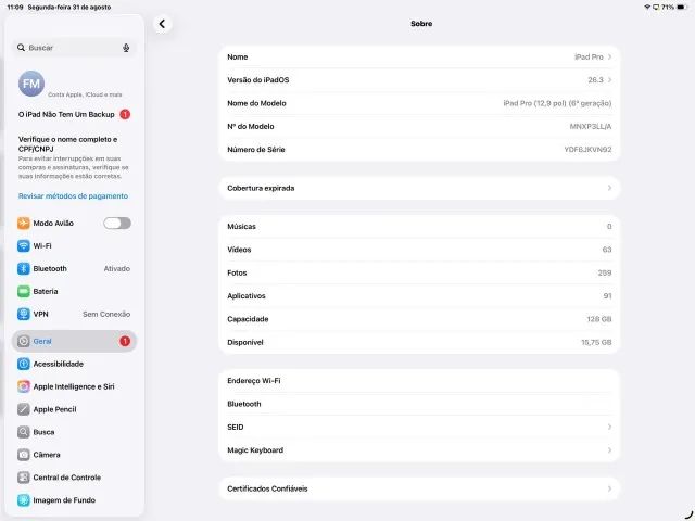 Ipad Pro 12,9 Pol - 6º Geraçãp - 128 GB - Foto 5