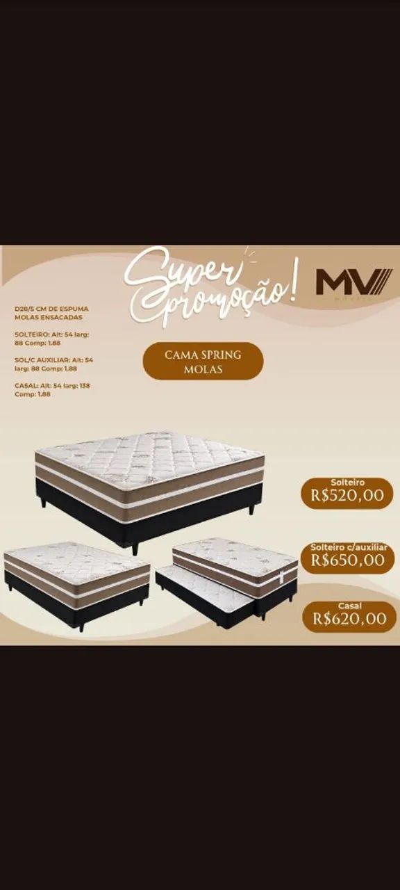 Cama Spring Molas / 3 Tamanhos 
