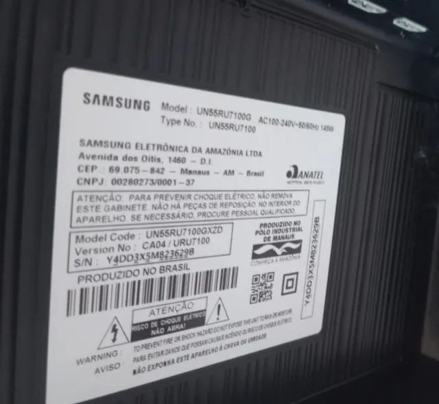 Samsung Smart TV 55" 4K RU7100  ***Com defeito***