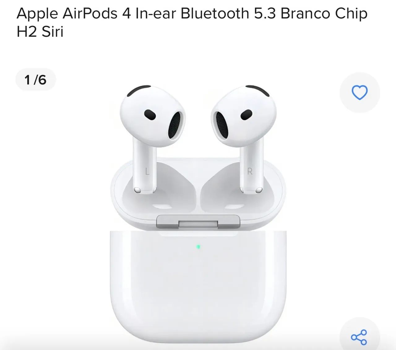 AirPods 4 エアポッズ　第4世代　A3053 Apple AirPods 4 In-ear Bluetooth 5.3 Branco Chip H2 Siri