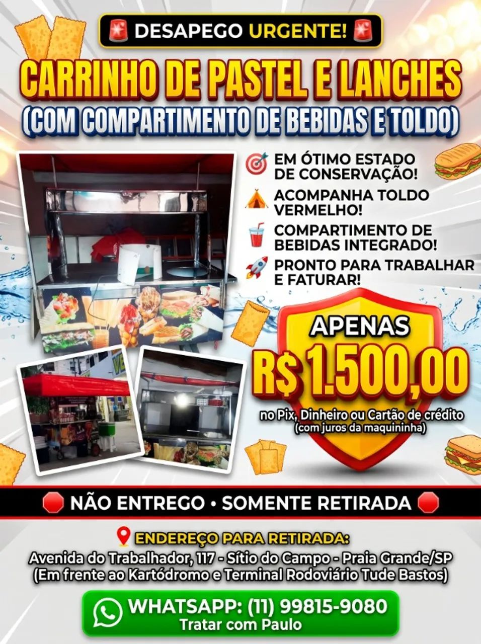 Carrinho para Venda de Pasteis e Lanches