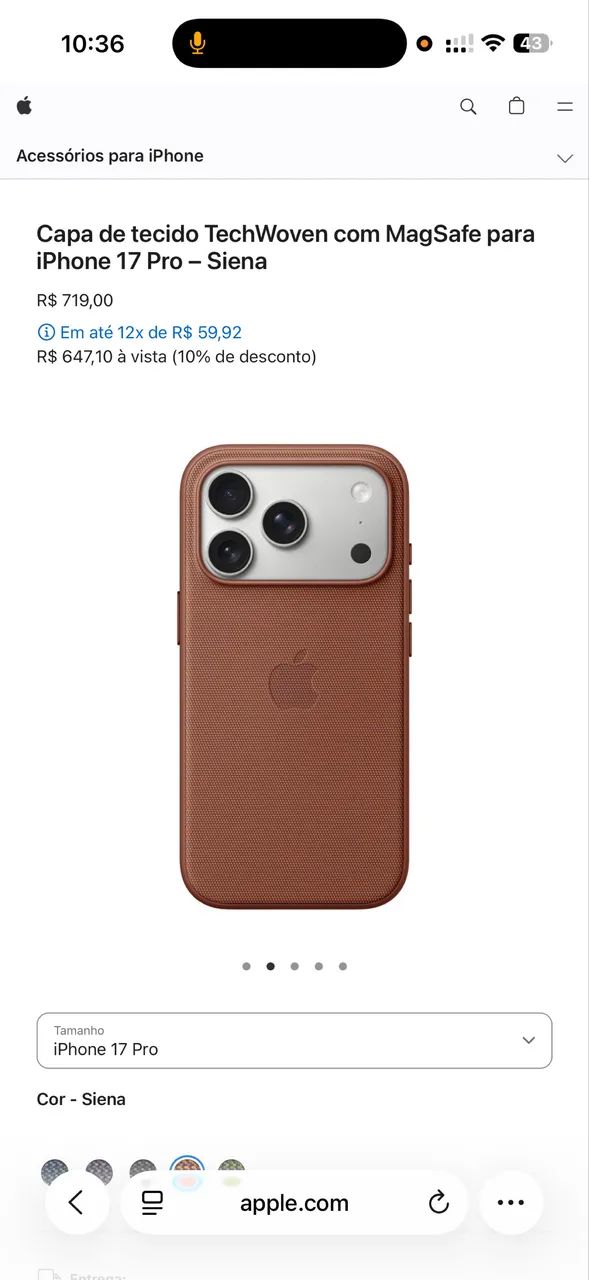 Capa 17 pro max custa mais de 700 reias no site da Apple  - Foto 3