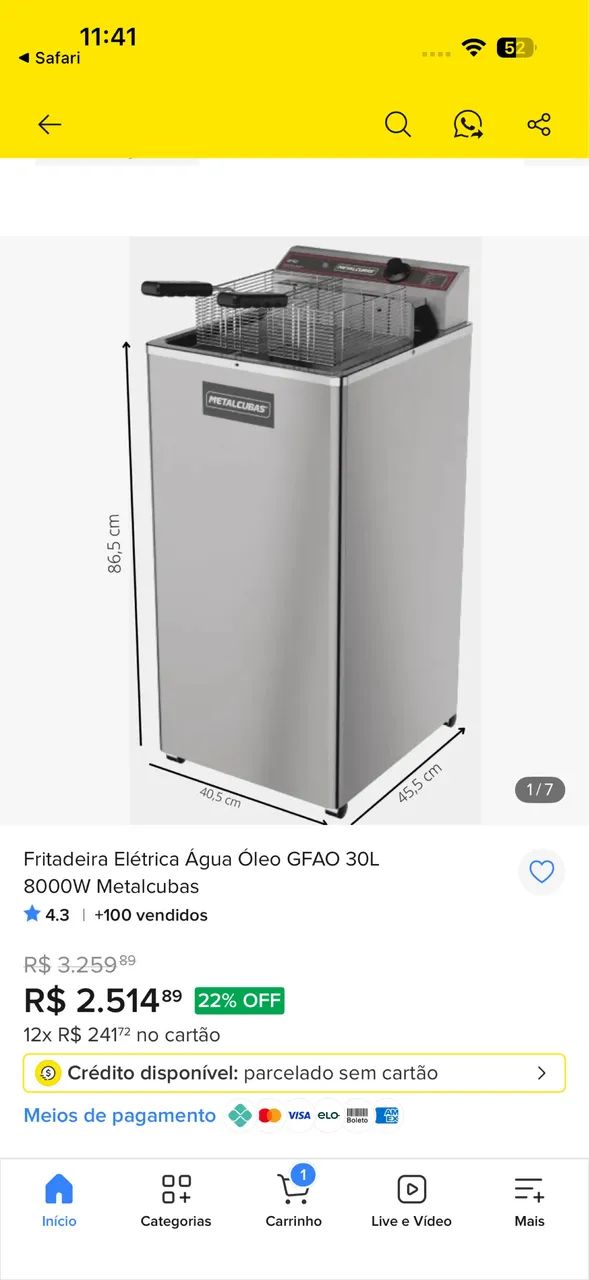 Fritadeira água e óleo 30L 8000w Metalcubas NOVA  - Foto 2