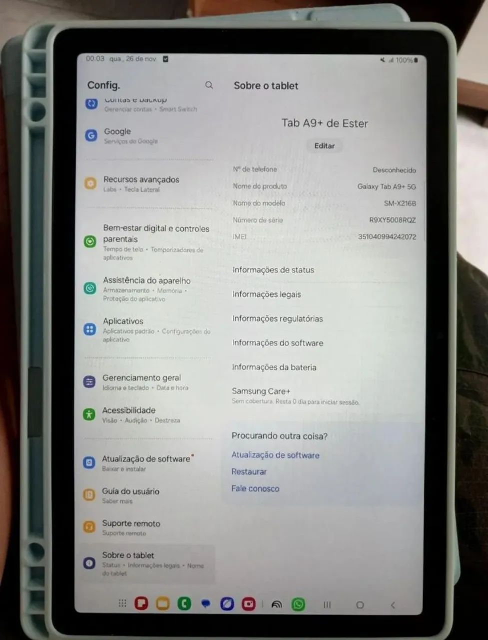 Tablet Galaxy Sansung A9 em excelente estado - Foto 3