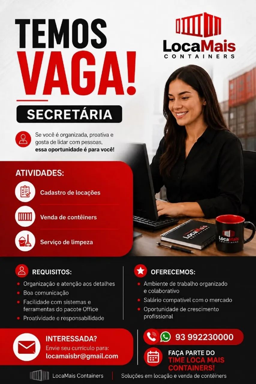 VAGA ABERTA - SECRETÁRIA