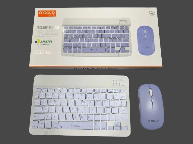 Kit Combo Teclado e Mouse Sem Fio Bluetooth Design Slim