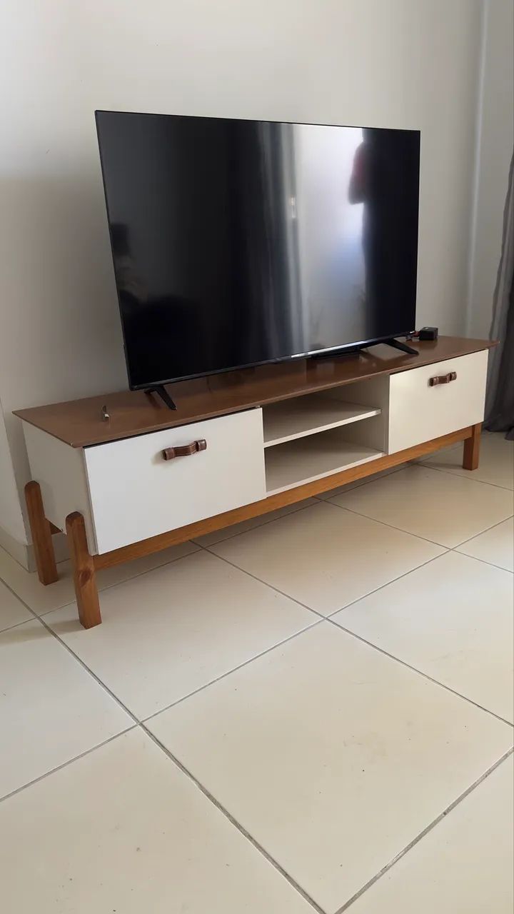 Rack para Tv branco/amadeirado - Foto 3