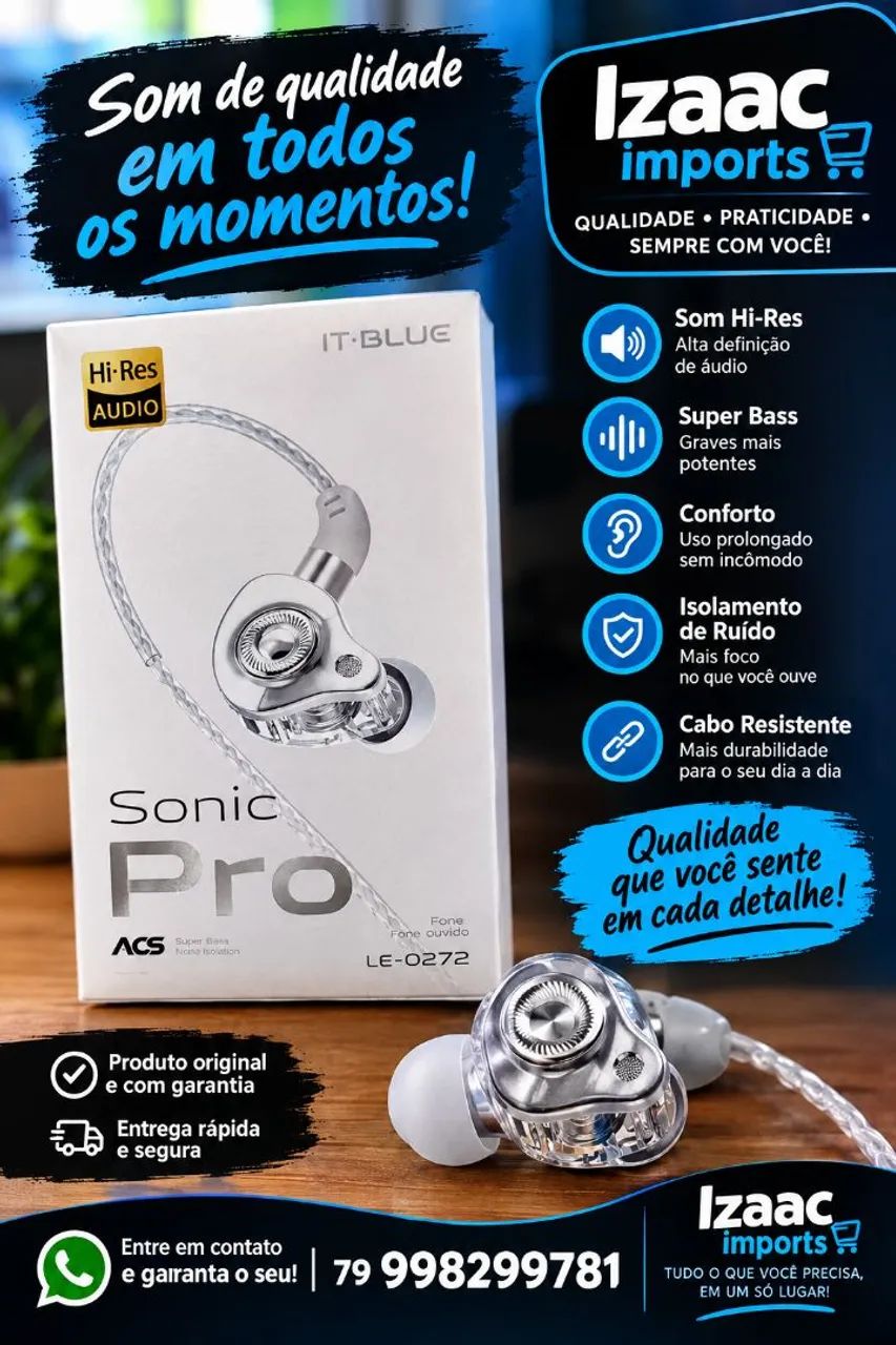 Fone de ouvido com fio 