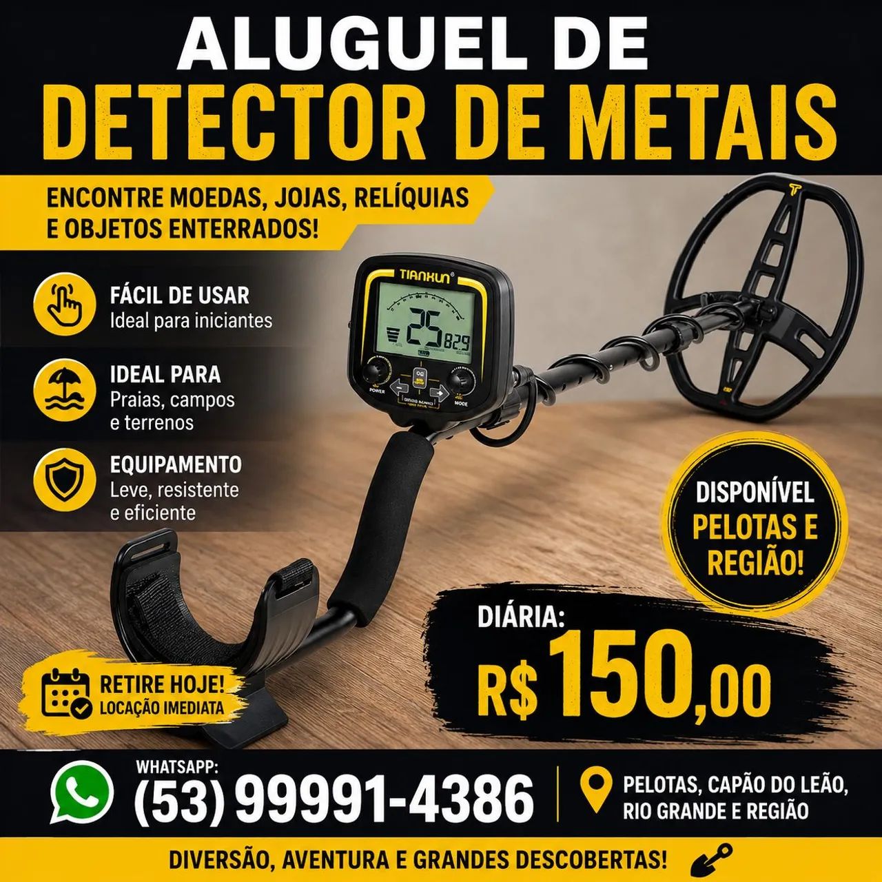 Alugamos e Vendemos Localizadores de OURO E TESOUROS - Pelotas e Região 