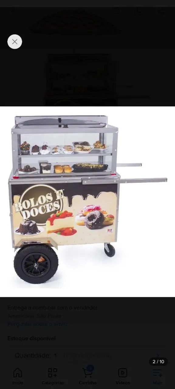 Carrinho Carrocinha Expositor Para Doces E Bolos Gourmet R2 - Foto 5