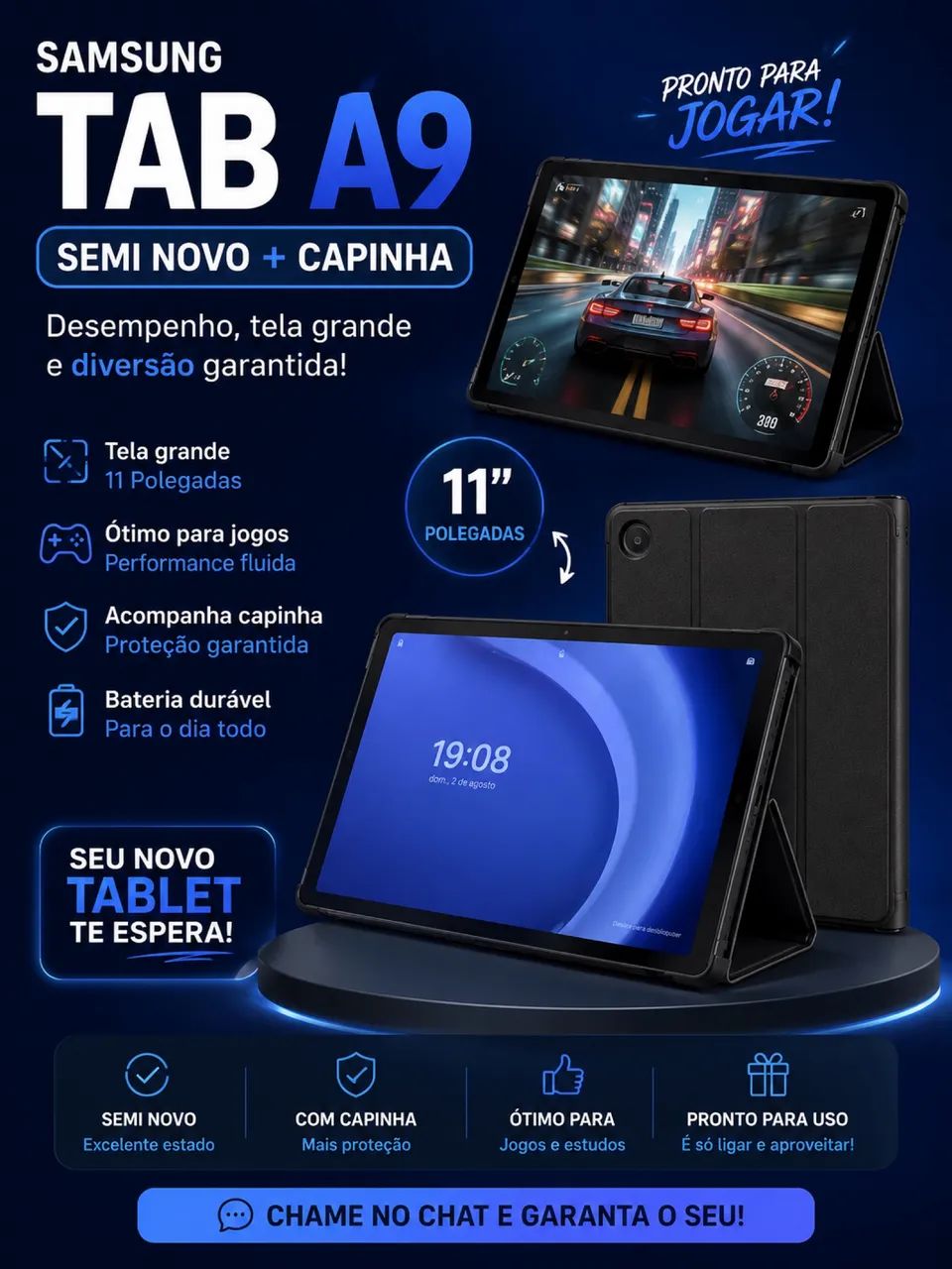 Tablet Samsung Galaxy A9 11 polegadas com capinha - Foto 3