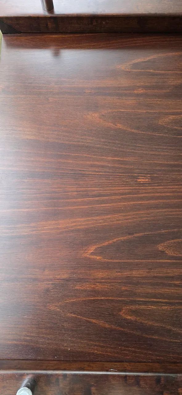 Mesa  de madeira com tampo de vidro e 4 cadeiras estofadas - Foto 3