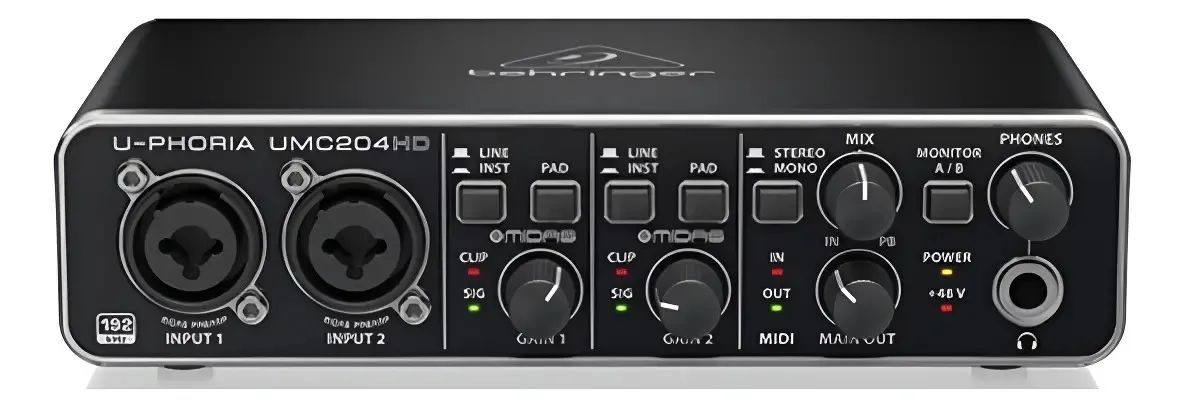 Interface de Áudio U-Phoria UMC204HD - Cor Preta Behringer Novo