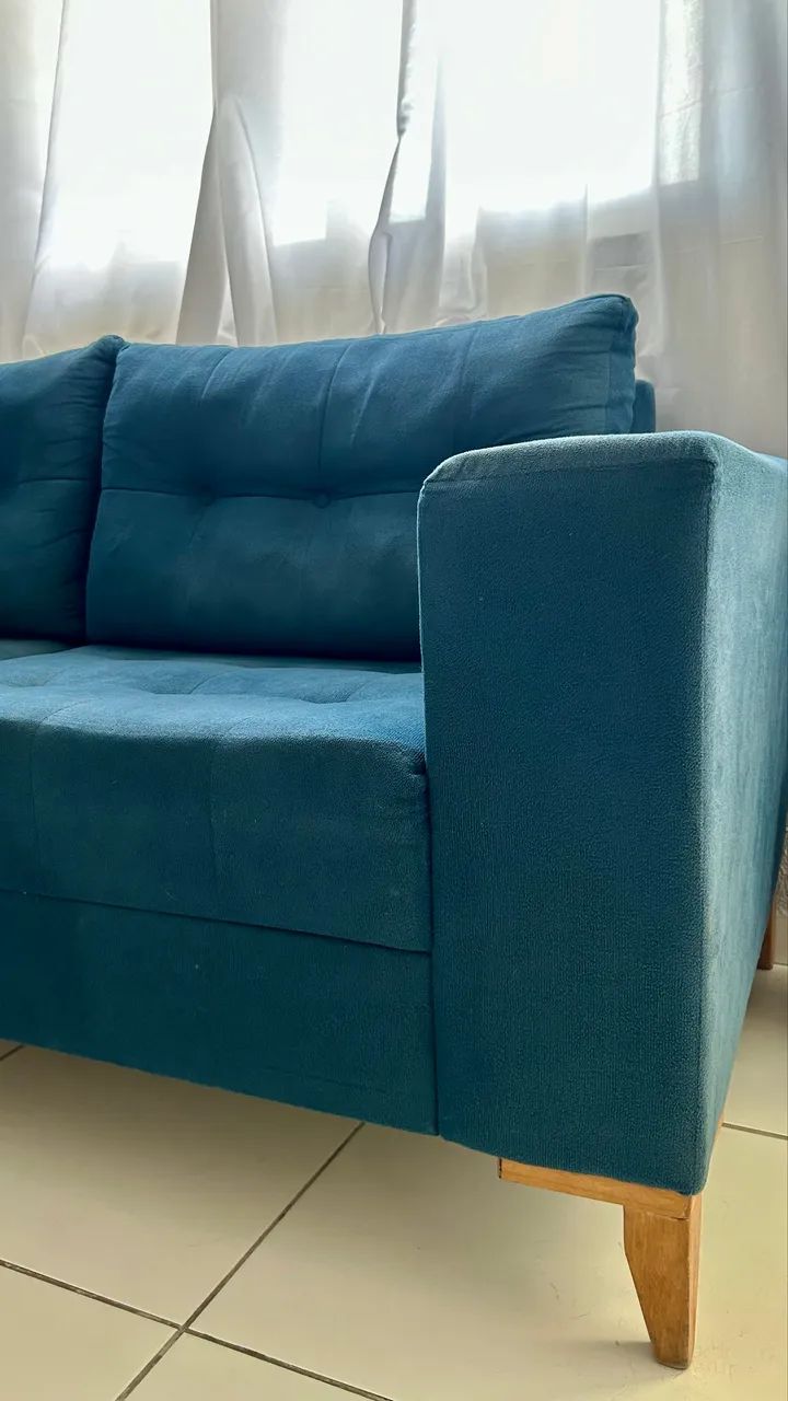Sofá Retrô Azul em Ótimo Estado - Foto 3