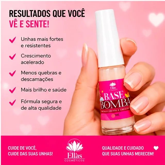 Base Fortalecedora P/ Unhas Ellas Cosméticos 5 ml - CM0081 - Foto 5