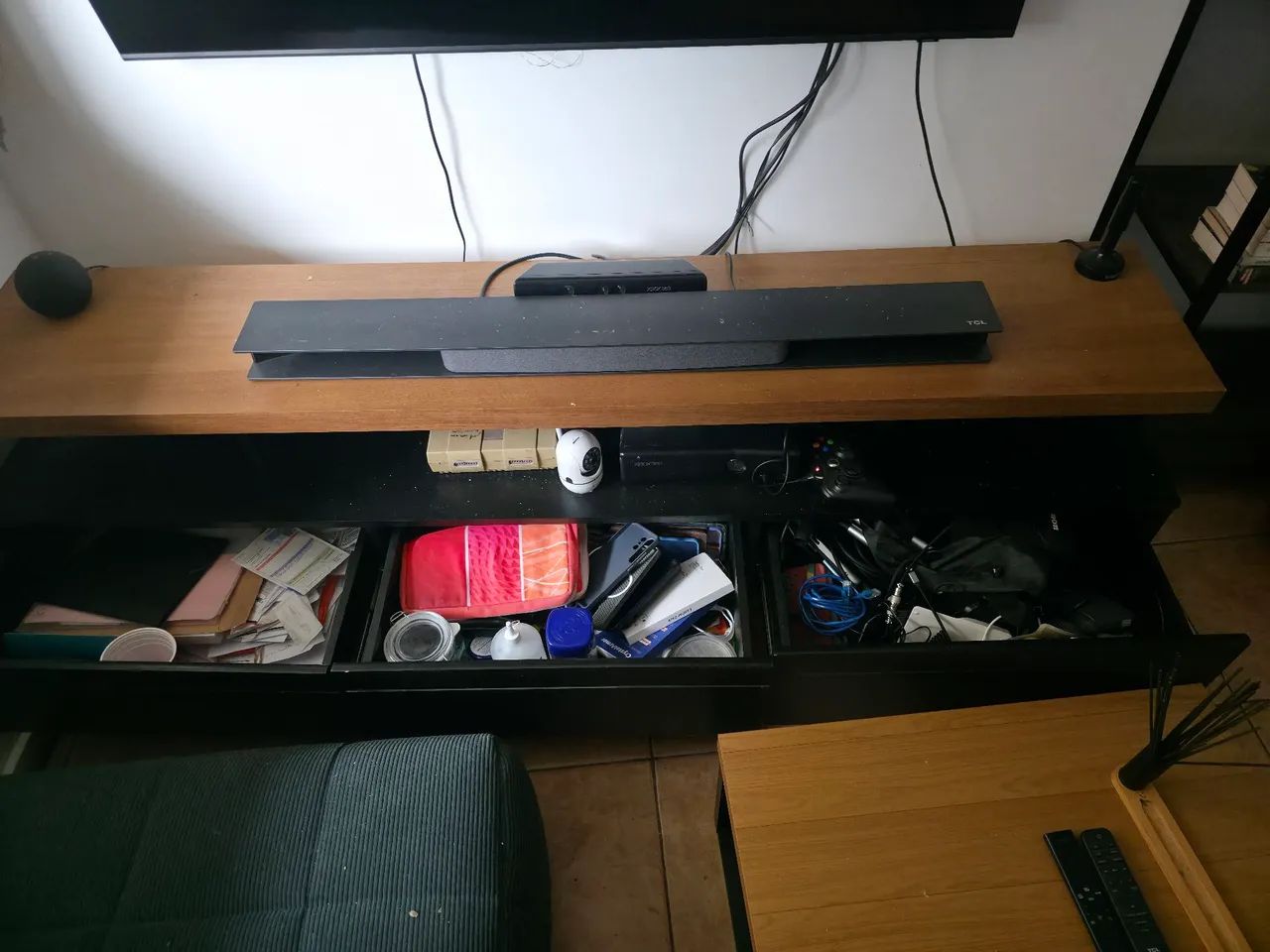 Rack TV 1.8m madeira e preto - Foto 4