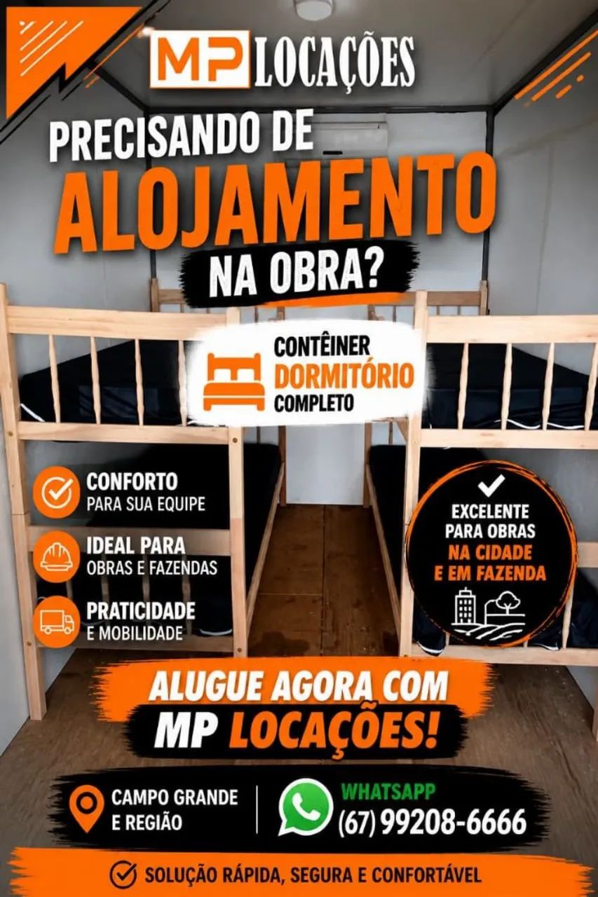 Container contêiner alojamento/dormitório com camas e ar condicionado (opcional)