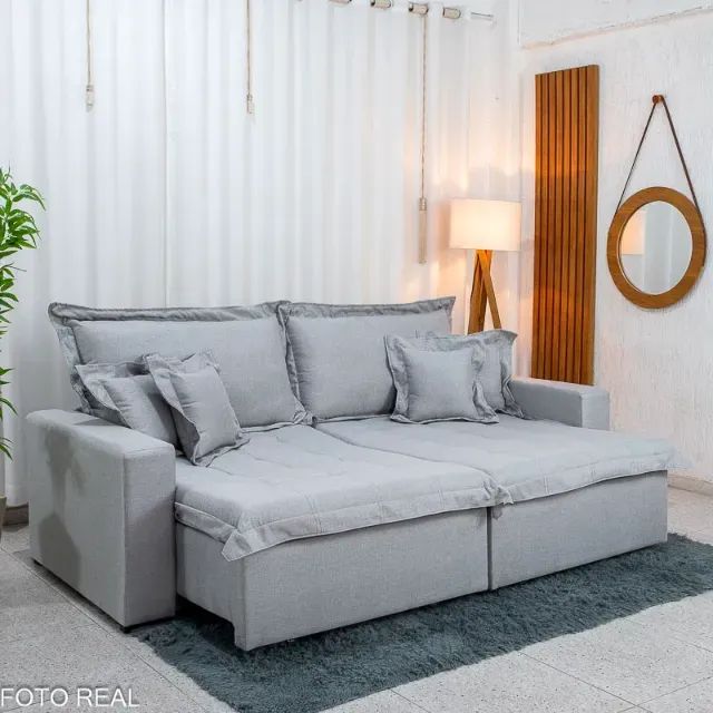 SOFÁ CAMA RETRÁTIL BOLT  2.40M LINHO  SEM CAIXA. PRONTA ENTREGA. - Foto 2