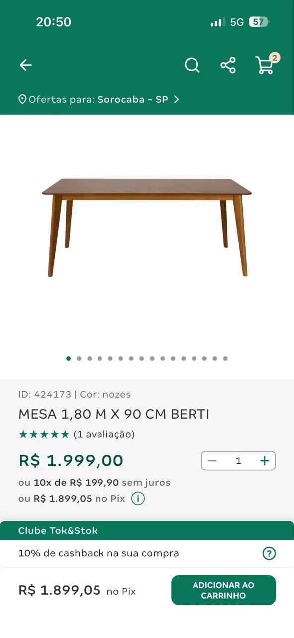 Mesa de jantar Tok Stok  - Foto 2