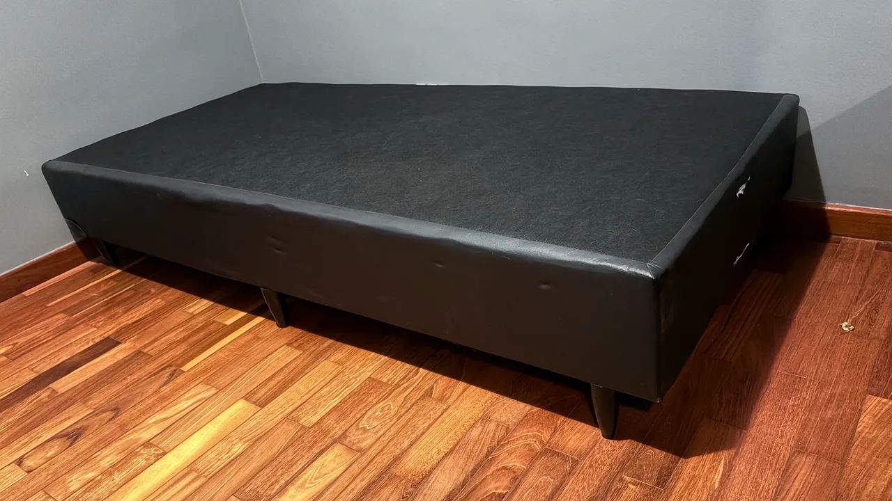 Cama Box solteiro Ortobom - Preta em couro sintético