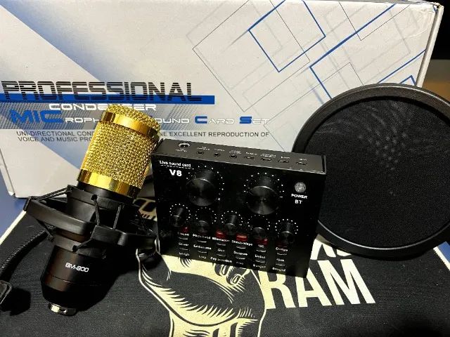 Kit Microfone BM800 + Interface Mesa V8 