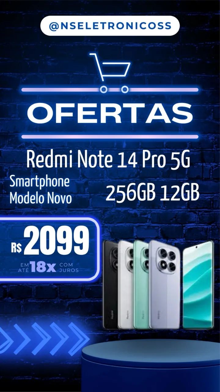 Note 14 Pro 5G 256/12 Preto Verde Roxo Entregamos Grátis 