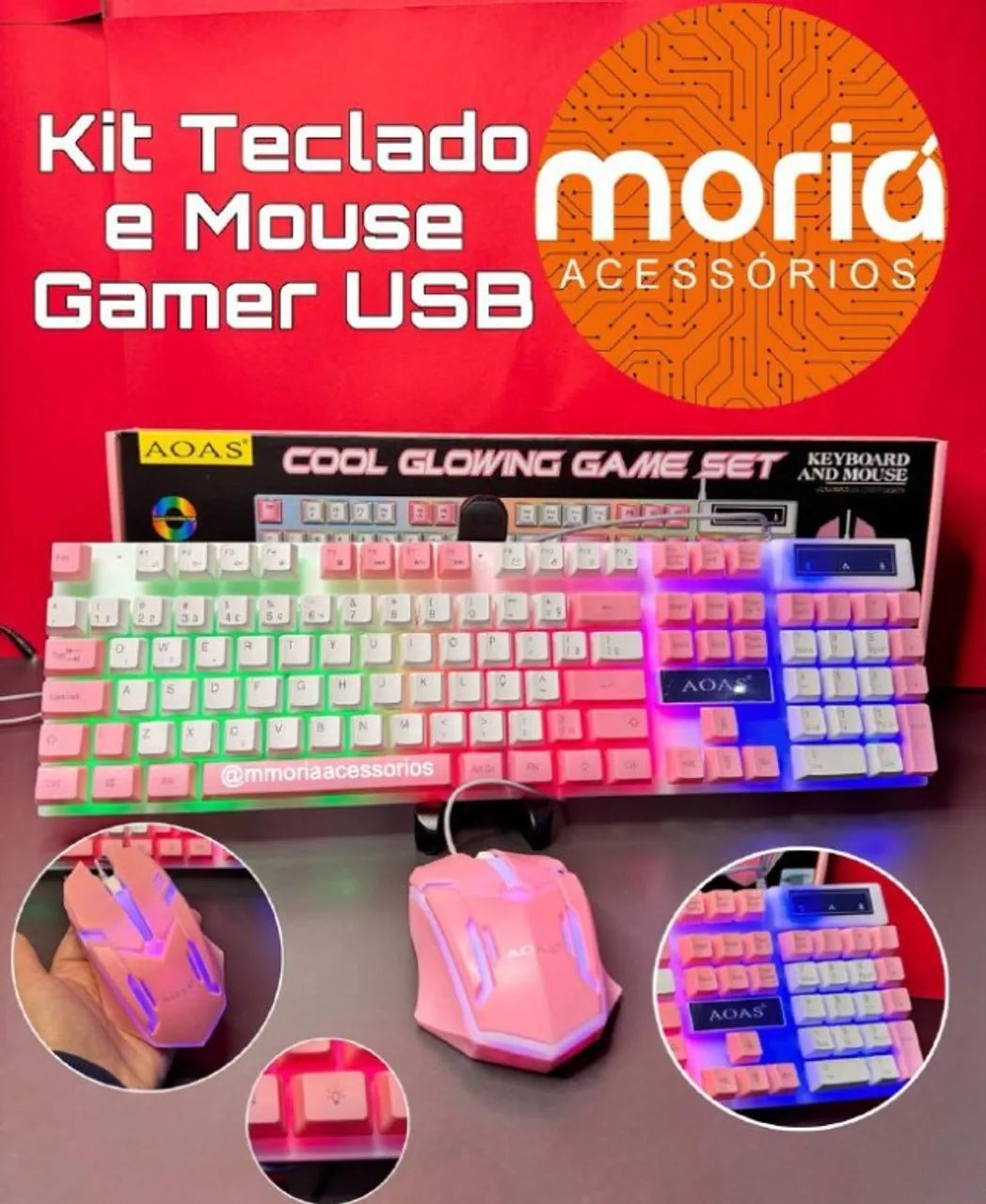 Kit Teclado e Mouse Rgb AOAS - Foto 3