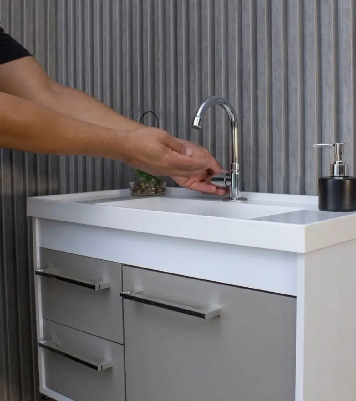 Bathroom Cabinet with Sink and Mirror
