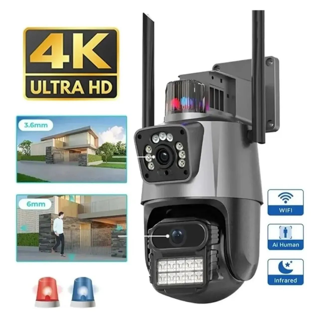 Câmera segurança IP wi-fi P11-qq6 Lente dupla 6 MP Oxeee cor preto Estany Shop - Foto 3