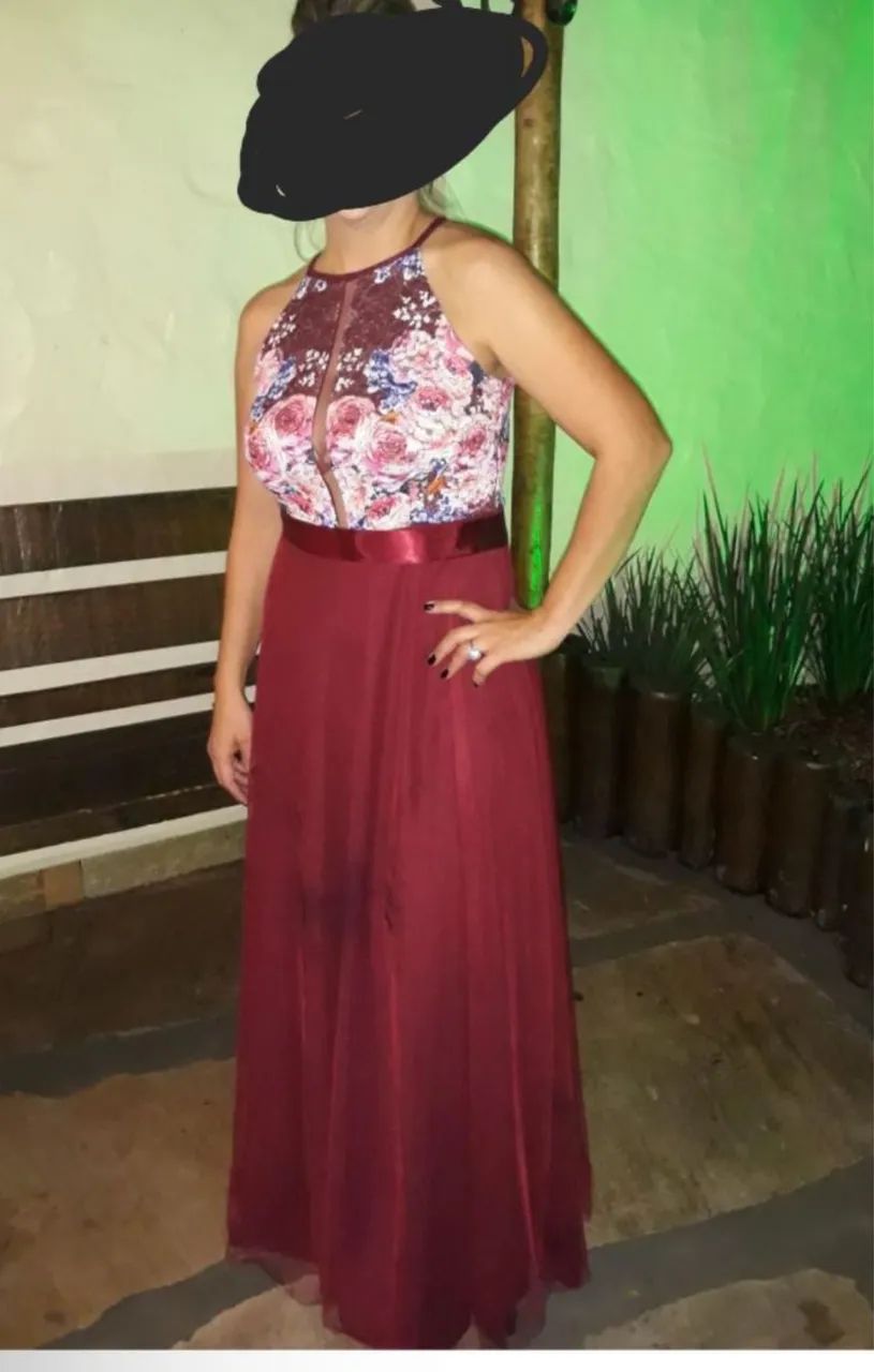 Vestido de festa marsala bordo 