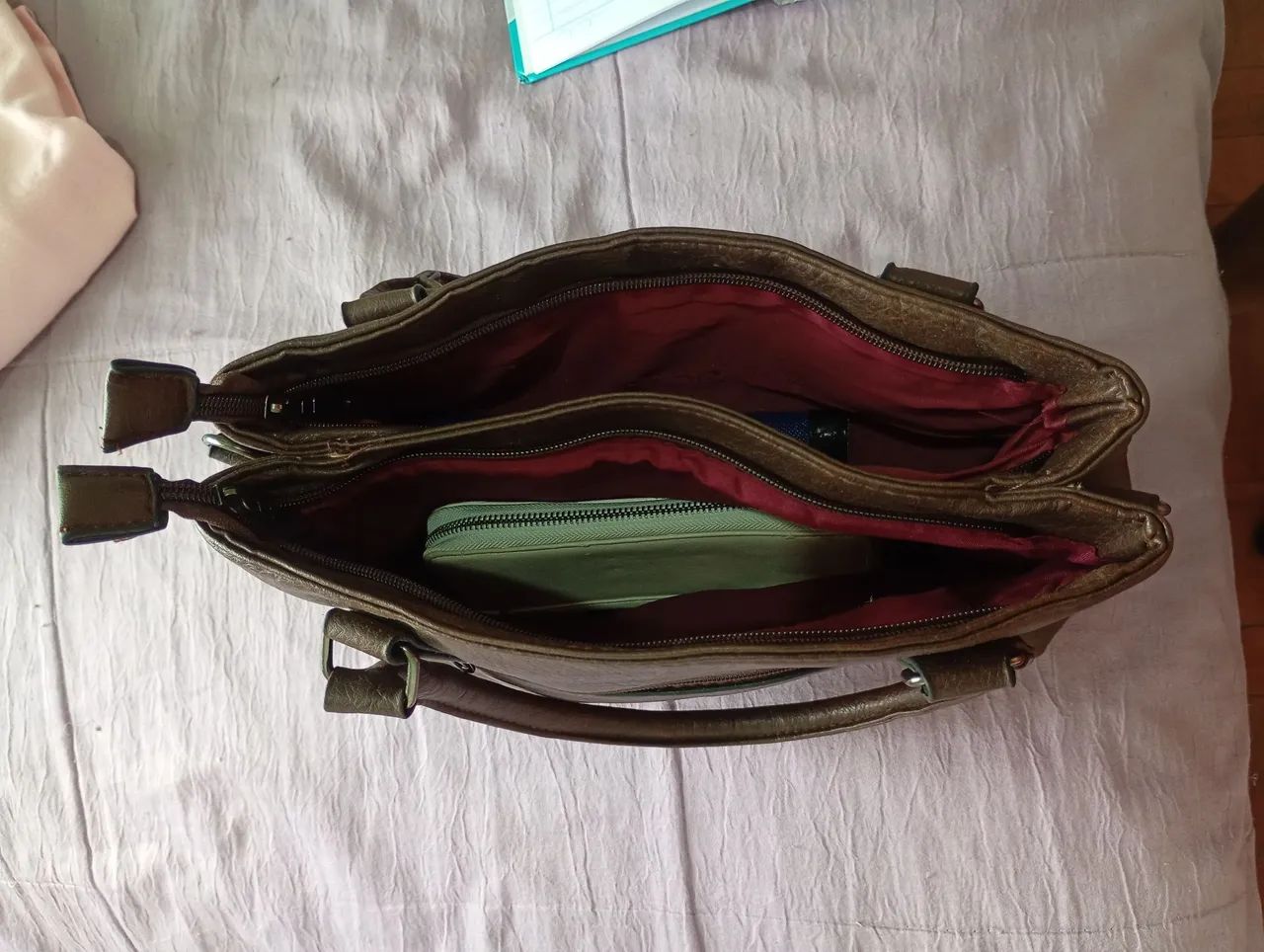 Bolsa de couro morrom - Foto 3
