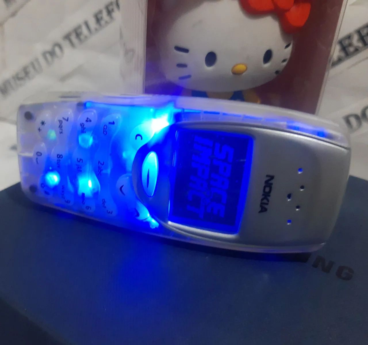 Nokia 3310 celular antigo TRANSPARENTE LED AZUL DE CHIP  - Foto 5