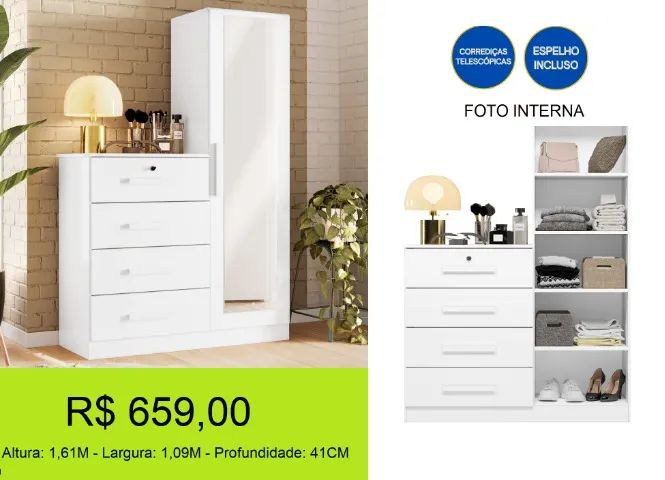 Comoda com espelho incluso - Design maravilhoso