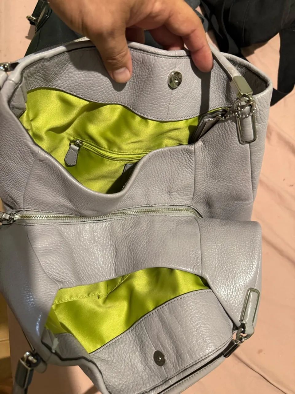 Bolsa cinza ? Coach Leather Hobo / Shoulder Bag - Foto 4