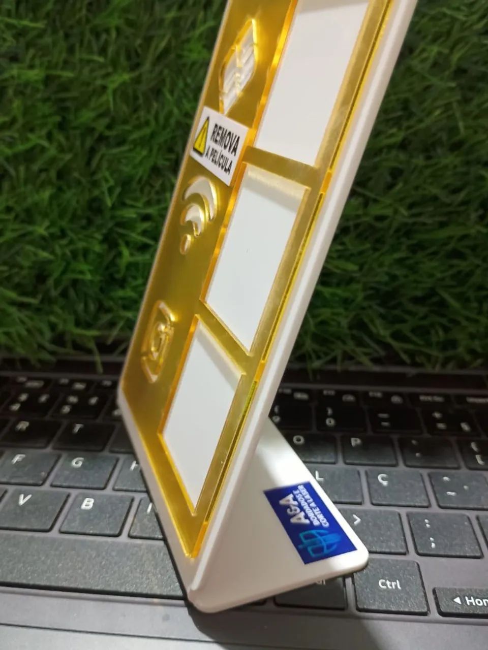 Placa de mesa pix display Branco e dourado NOVO - Foto 3