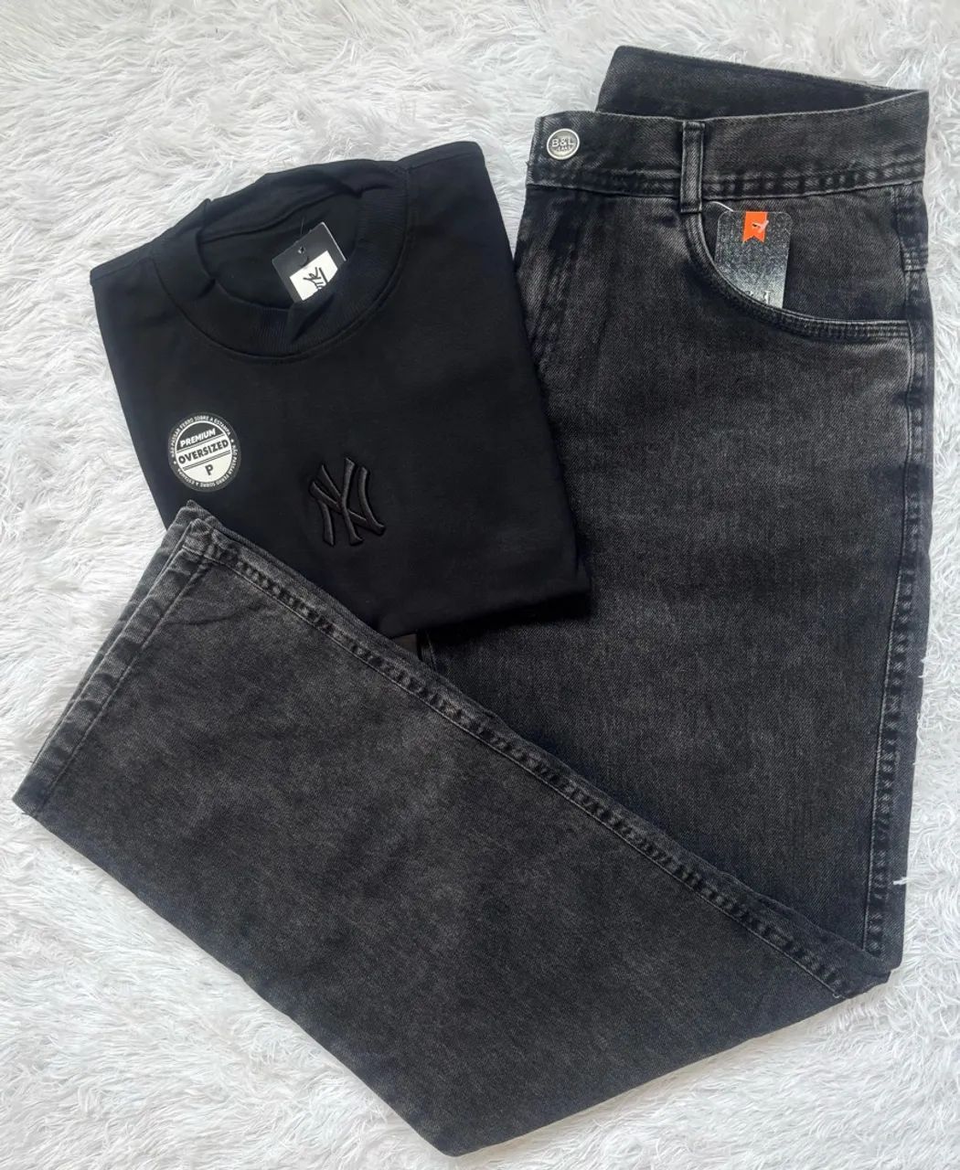 Kit Calça Jeans Baggy e Camisa Oversizer 