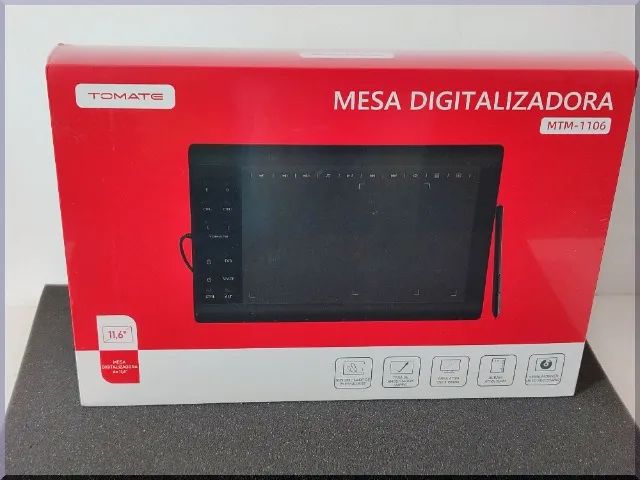 Mesa digitalizadora 11 polegadas Mtm-1106 na cor preta e tomate Pronta Entrega