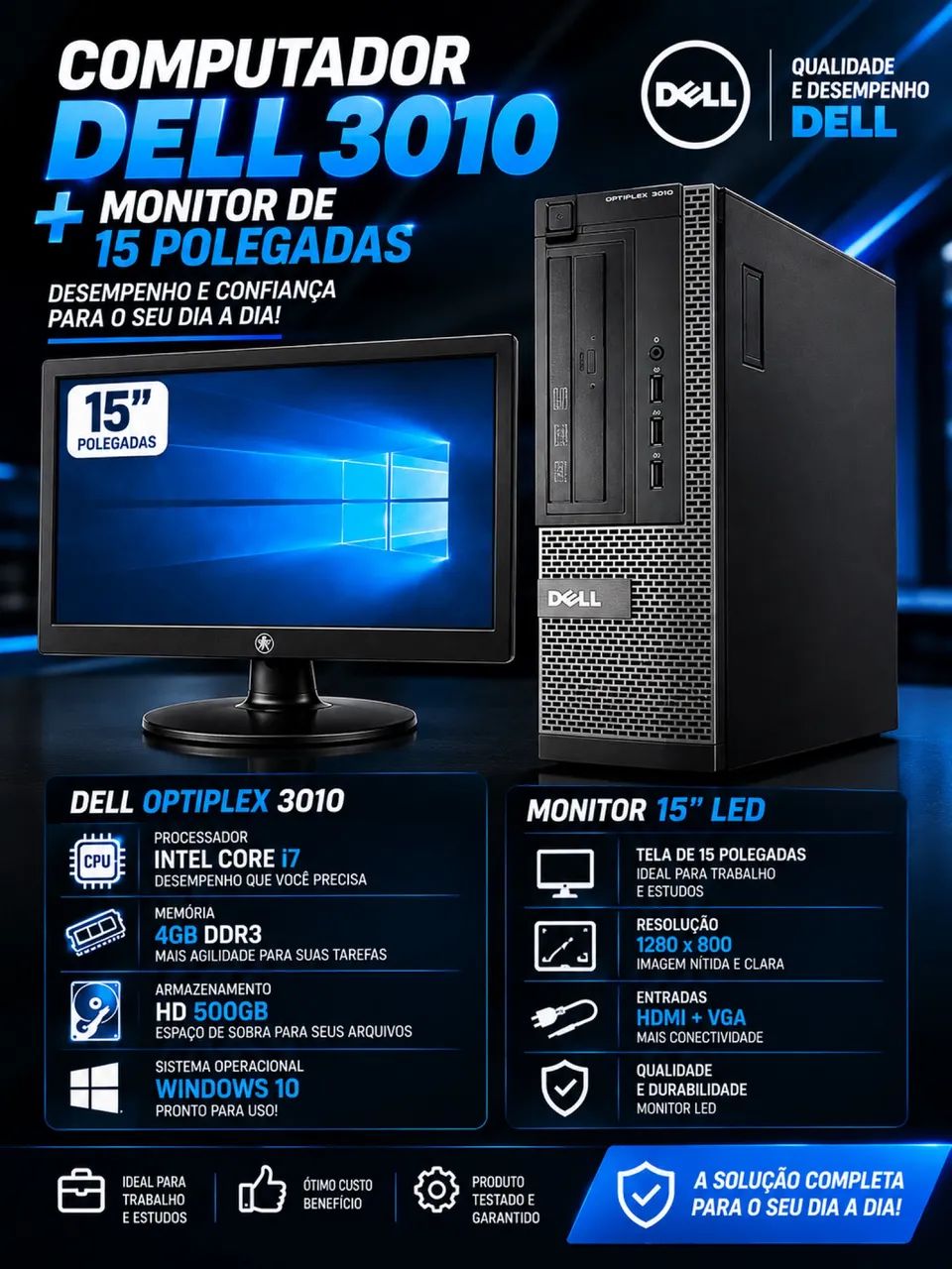 CPU DELL OPTIPLEX 3010 + monitor de 15 polegadas  - OFERTA ESPECIAL! 