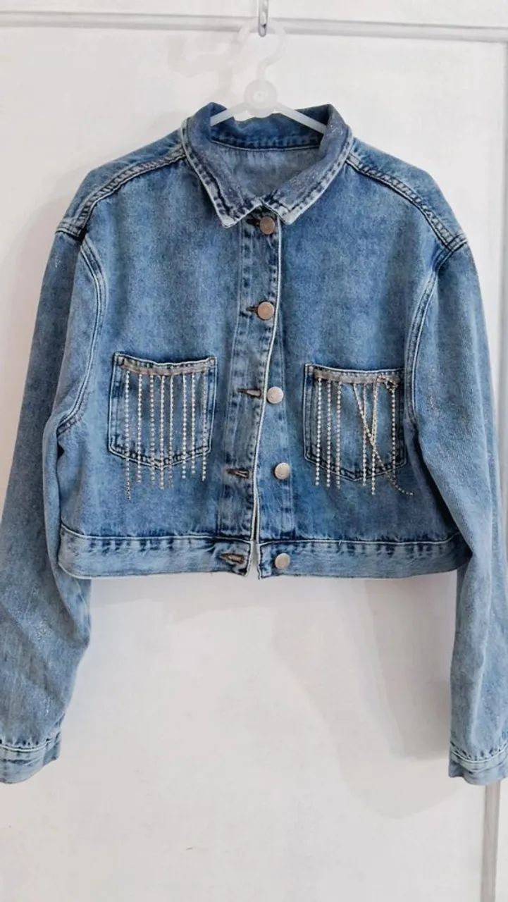 Jaqueta jeans strass Blue Mais tam M  - Foto 4