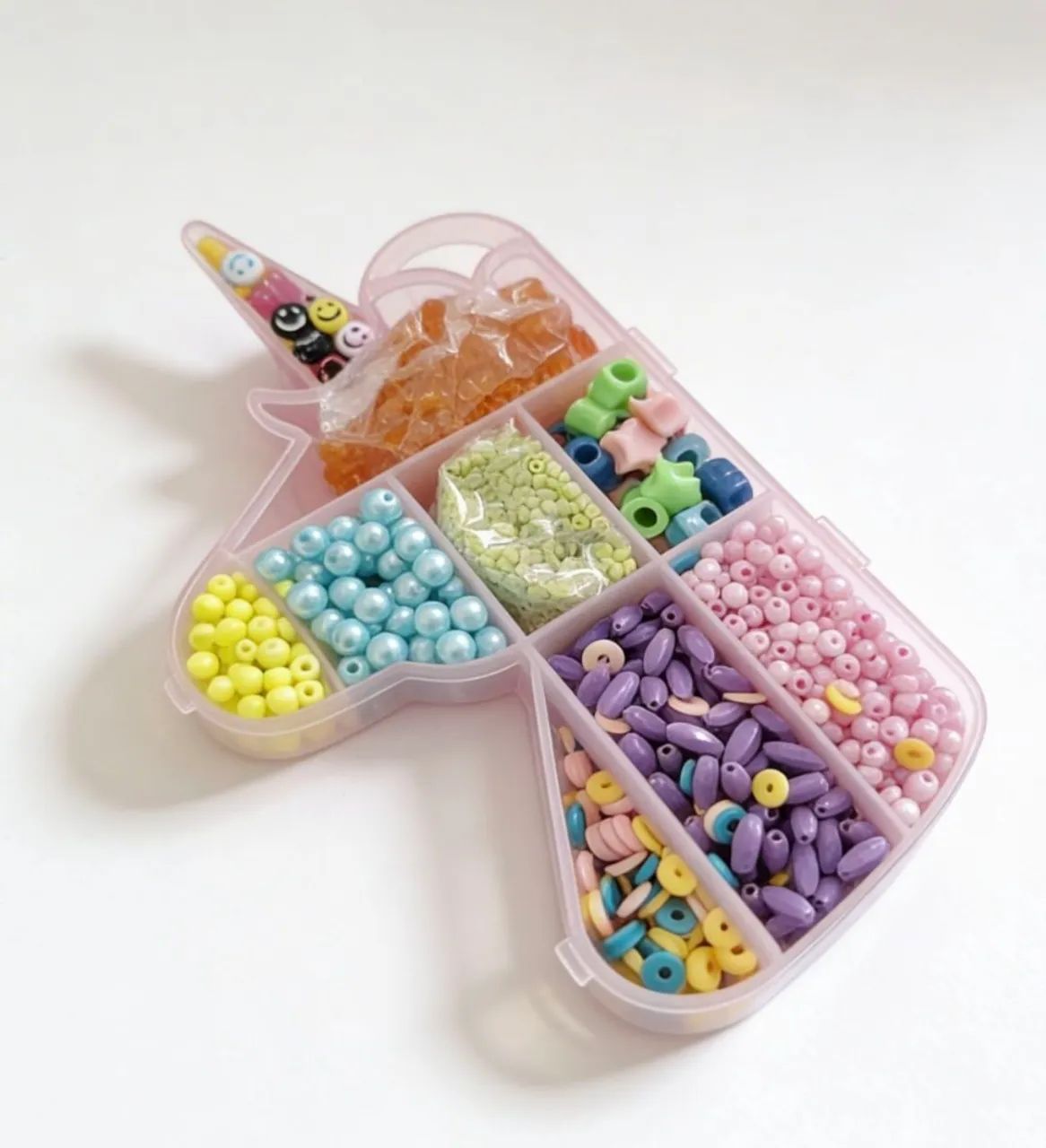 Kit Miçangas Unicórnio 9 Divisões 2300 Peças +brinde