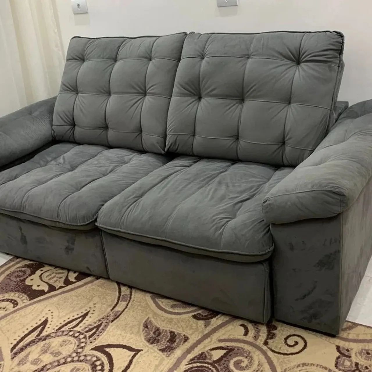 Sofá retratil suede chumbo 2,20mx1,20m