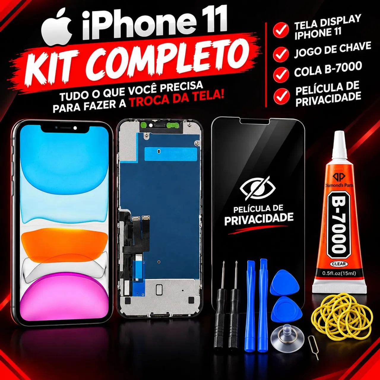 kit de tela display iPhone 11 e XR - Foto 2