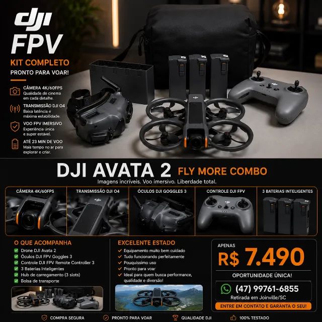 Dji AVATA 2 Fly more com controle FPV
